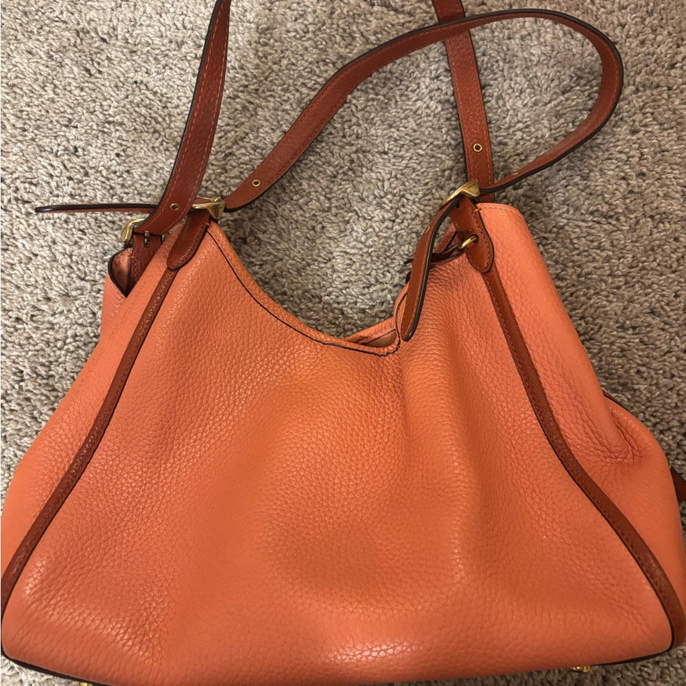 Elegant Orange Leather Tote Bag